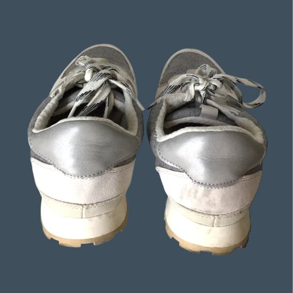 Vintage Gray & White Lace-Up Sneakers Size 9 Unisex - Picture 5 of 8